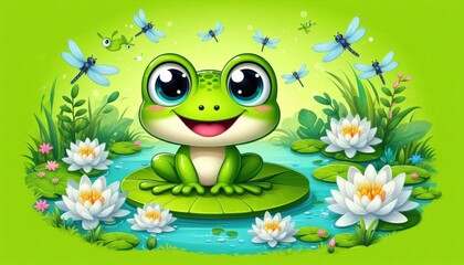 Obraz premium Lovable Frog: Charming Amphibian by the River