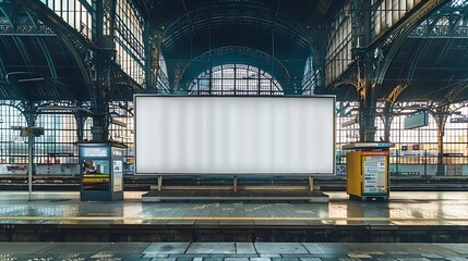 Billboard advertising mockup train station background : Generative AI