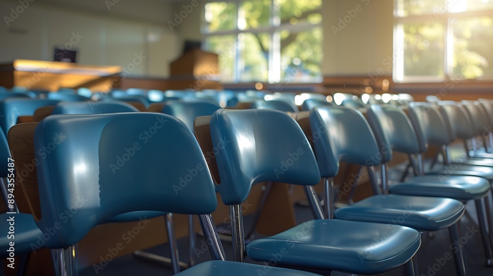 Poster Empty classroom with many Lecture Chair : Generative AI