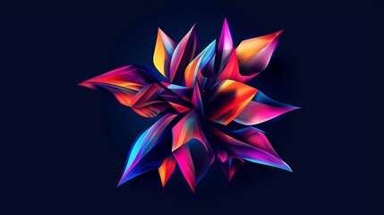 Abstract Colorful Flower on Black Background