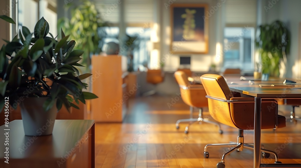 Poster it must be the weekend shot of an empty office : generative ai
