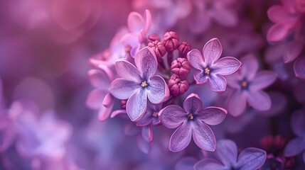 Macro image of spring soft violet lilac flowers natural seasonal floral background : Generative AI