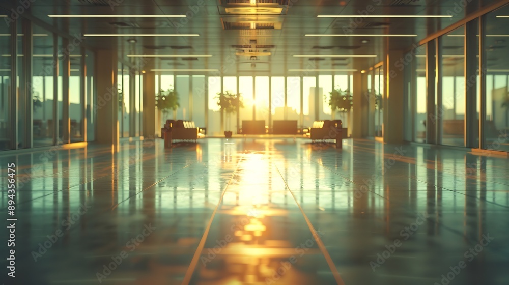 Leinwandbilder the open space office is empty and dim abstract light effect on office interior background for desig