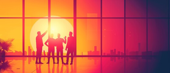 Fototapeta premium A team of professionals in a modern conference room, highfiving each other after a successful presentation, photorealistic, bright and professional, detailed background