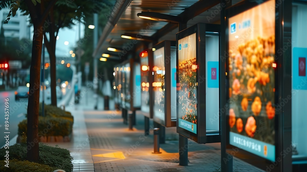 Poster digital billboards located at a busway stop : generative ai