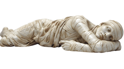 Halloween Mummy, Classic and Spooky Wrapped Figure, Iconic Haunted Decoration for the Holiday, png file, isolated on white