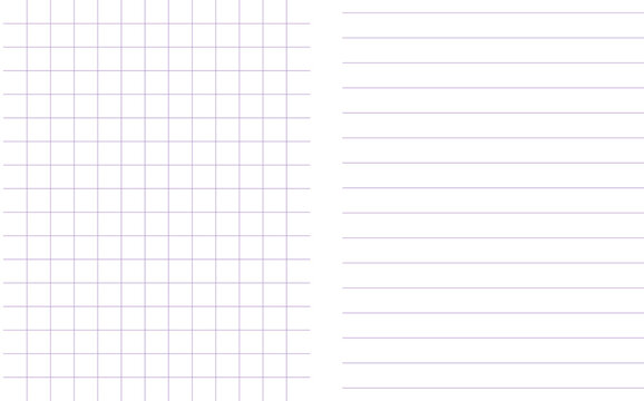 Graph paper,square grid and horizontal lines papers for notebook