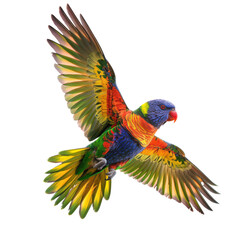Obraz premium A Dazzling Rainbow Lorikeet in Mid-flight Against a Black Background