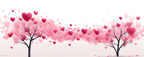 Fototapeta premium Pink red single tree on white background.