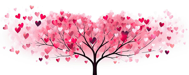 Fototapeta premium Pink red single tree on white background.
