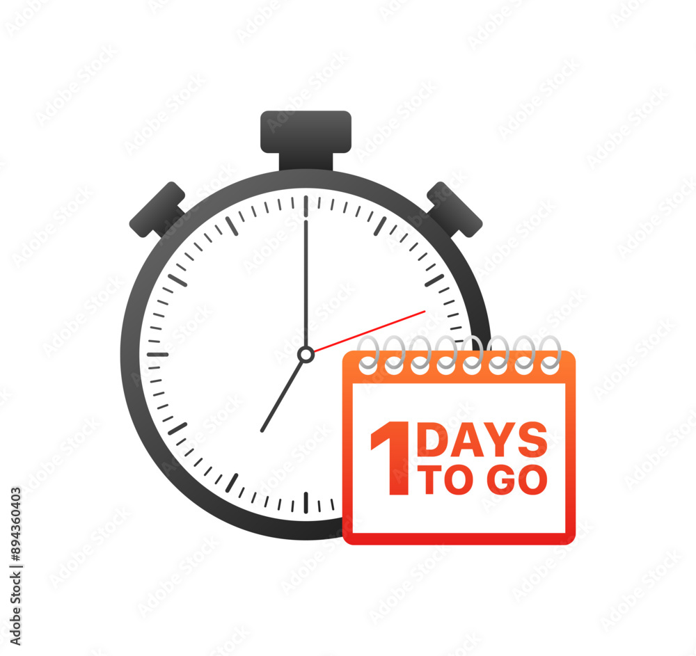 Poster 1 days to go icon. timer icon. flat style. vector icon.