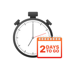 2 days to go icon. Timer icon. Flat style. Vector icon.