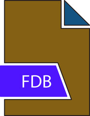 FDB File format icon in shapes 2 colors and side contour
