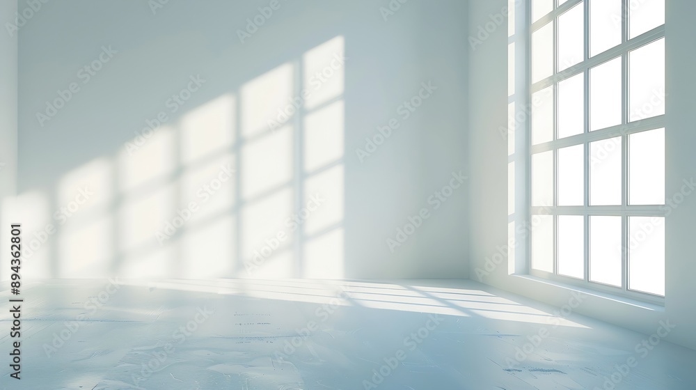 Leinwandbilder Abstract white studio background for product presentation Empty room with shadows of window Display product with blurred backdrop : Generative AI