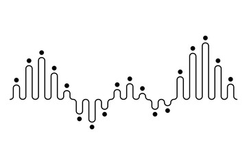 Sound wave. Audio digital equalizer technology, musical pulse Illustration. Voice line waveform or volume level symbol. Curve radio wave