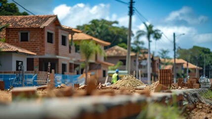 Obraz premium Popular houses being built by the Brazilian government for lowincome populations Housing : Generative AI