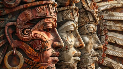 Carved Stone Faces in Profile