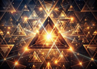 Mysterious dark backdrop illuminated by sharp, abstract triangles in deep shadows, creating a mesmerizing geometric pattern of lights and darks in perfect harmony.
