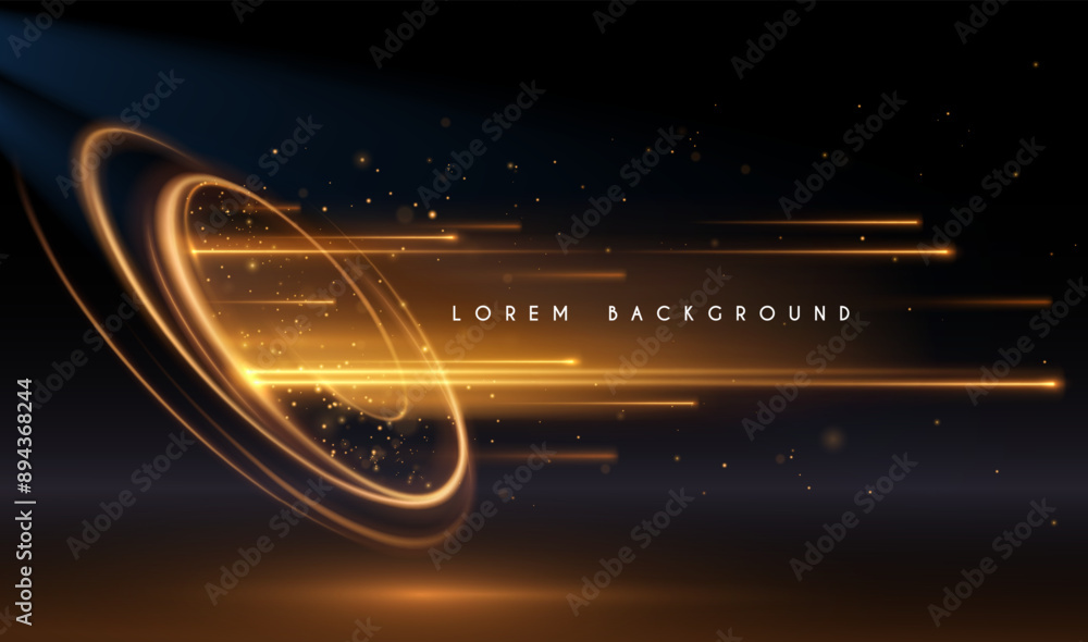 Wall mural golden circle light effect with sparks