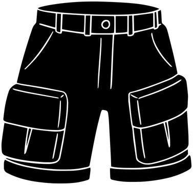 black cargo shorts outline clip art preview