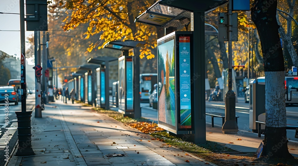 Poster digital billboards located at a busway stop : generative ai