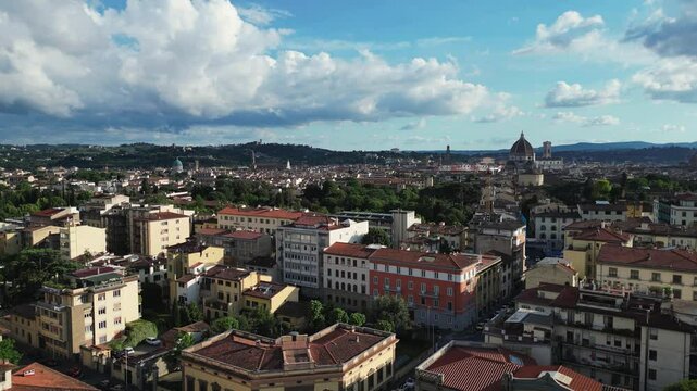 aerial view of Firenze, golden hour in Florence, Italy