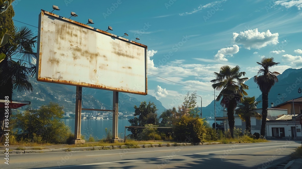 Poster blank billboard on the side of the road in lugano : generative ai