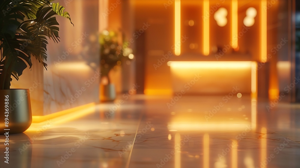 Poster abstract blur lobby in hotel : generative ai