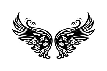 Sketch angel wings. Angel feather wing illustration.
