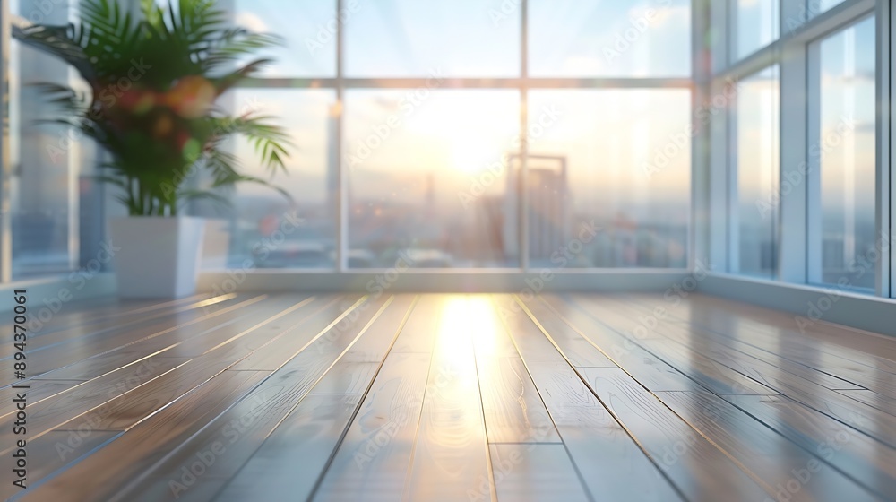 Aufkleber beautiful blurred background of a light modern office interior with panoramic windows and beautiful 