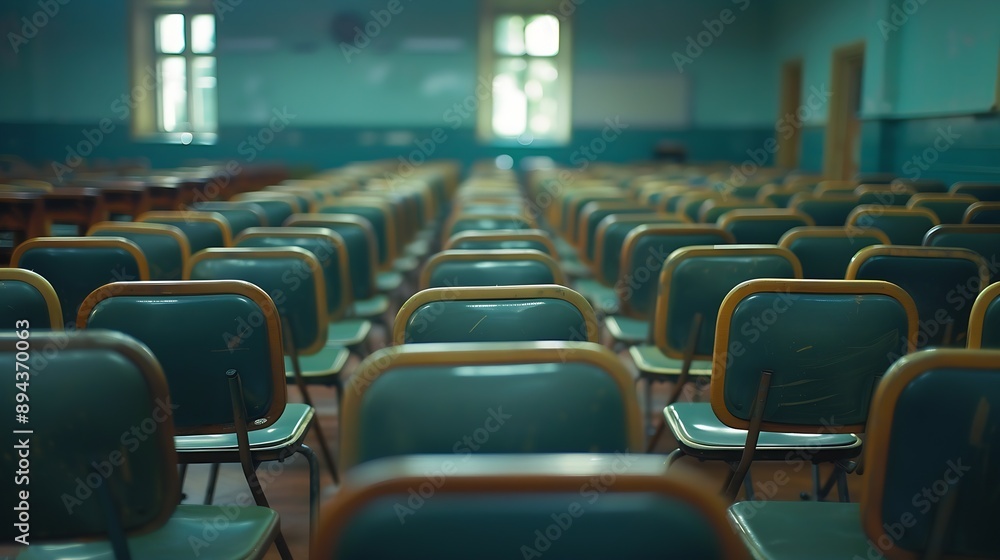 Poster Empty classroom with many Lecture Chair : Generative AI
