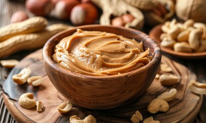 Nutrient-Rich Peanut Butter: Fitness Fuel for Balanced Diet and Weight Management. AI-Generated 4K Wallpaper Showcasing Creamy Spread, Protein-Packed Spoonful, and Athletic Silhouettes. Visual Guide t