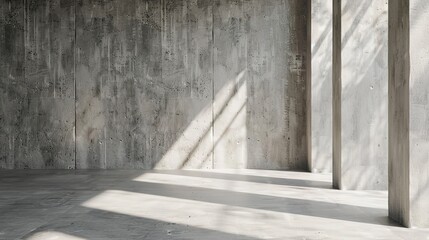 empty concrete floor and gray wall building 3d render