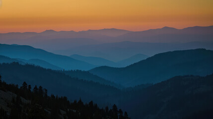 Silhouetted Mountain Range at Sunset