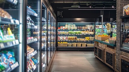 Fototapeta premium Modern Supermarket Interior with Shelves