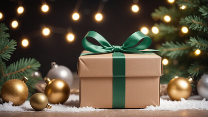 eco friendly gift box with christmas mood background
