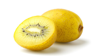 Fototapeta premium Whole ripe yellow kiwi isolated on white