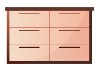 Wardrobes with clothes and shoes, packaging boxes. Isolated wooden cupboard illustration