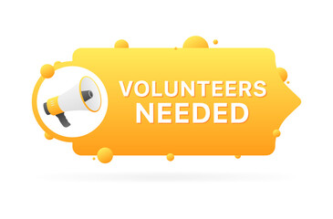 volunteers needed banner. Megaphone icon. Flat style. Vector icon.