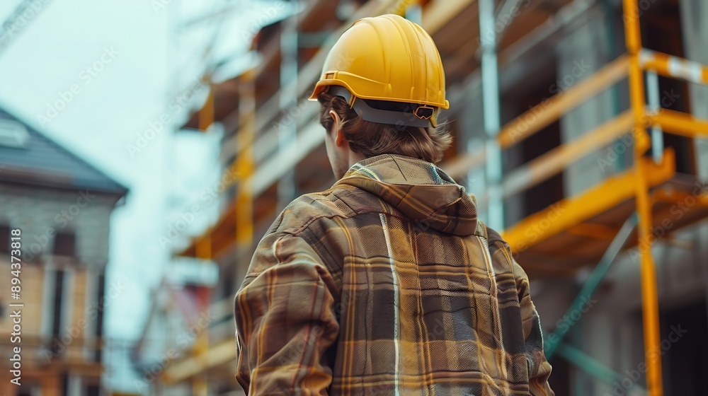 Poster inspector engineer and owner project is inspecting construction and quality assurance new house Engineers or architects or contactor work to build the house before handing it over to t : Generative AI
