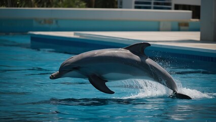 Obraz premium Dolphins forming beautiful circles in the ocean waves