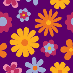 flower floral seamless repeat pattern. this is a  colorful flower vector illustration. Design for decorative, wallpaper, shirts, clothing, tablecloths, blankets, wrapping, texture, textile, fabric  