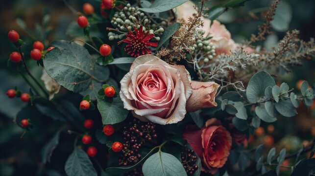 Romantic Floral Background with Roses. Beautiful Natural Wallpaper with copy-space.