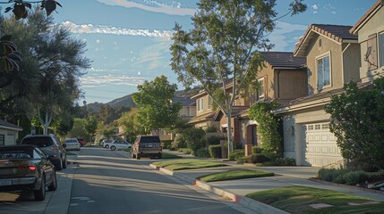 Naklejka premium Row of single family homes in California : Generative AI