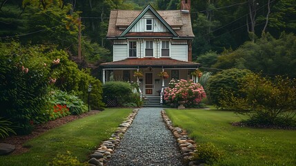 Obraz premium A house in Rhinecliff near Rhinebeck New York : Generative AI