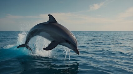 A dolphin gliding effortlessly through the ocean water with elegance