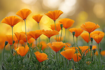 Obraz premium California Poppy Field at Sunset