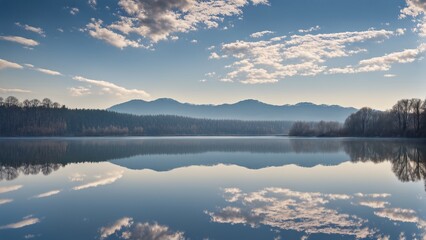 Obraz premium a landscape on the surface of the water