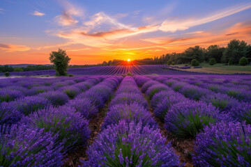 Obraz premium Lavender Field Sunset