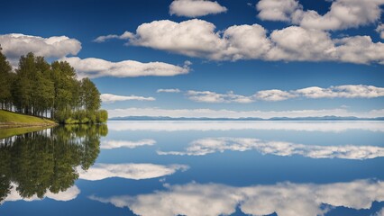 a landscape on the surface of the water